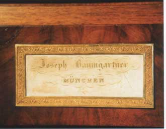 Hammerflügel Joseph Baumgartner 1830 - Schild auf Vorstecker