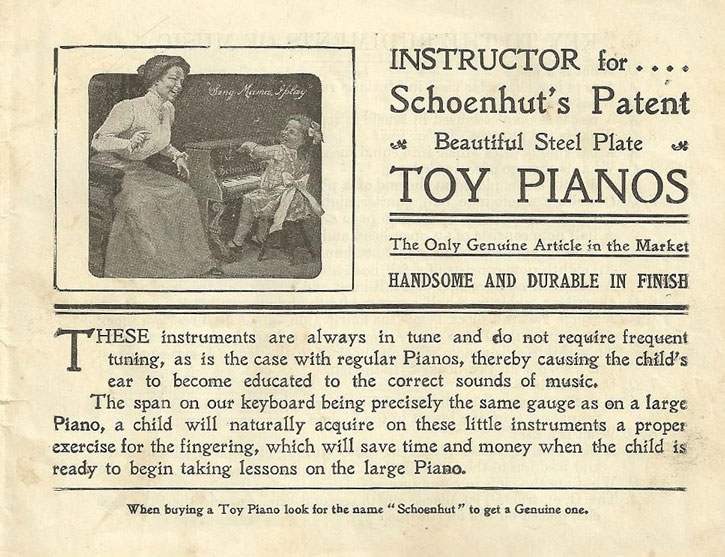 ToyPiano-"Schule" der Firma Schoenhut (U.S.A.), ca. Anfang 20. Jahrhundert.